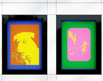 Vibrant Mid Century Modern Dog Prints Set - Colorful Wall Art for Kids' Rooms