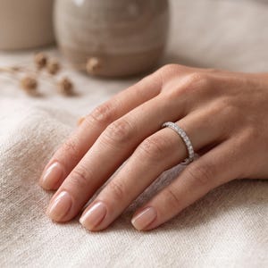 Dainty Gold Ring for Women, Sparkling Stackable Ring, Minimalist Gold Band, Elegant Thin Ring, Gift for Her