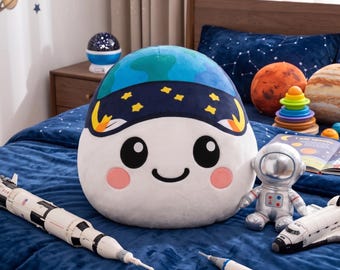 Artemis II Rise Plush Copy Moon Joy Pillow, Moon Joy Pillow, Artemis Inspired Character Pillow, Cute Space Room Decor, NASA Fan Gift