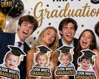 Custom Funny Vintage Childhood Photo Graduation Gift Personalized Graduation Fan, Class Of 2026 Funny Face Prop, Senior Ceremony Hand Fan