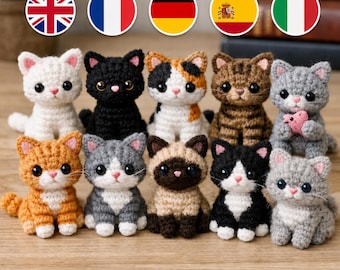 Bundel gehaakt kattenpatroon, amigurumi-kittenset, miniknuffels pdf