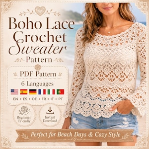 Ivory Crochet Lace Sweater, Handmade Boho Cottagecore Pullover, Lightweight Summer Top