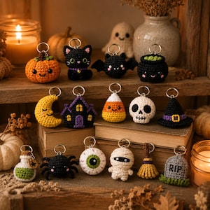 Crochet Halloween Keychain Pattern PDF, 20 Amigurumi Charms (Digital Download) image 9