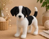 Crochet Puppy Amigurumi Pattern, Realistic Standing Dog PDF, Black White Crochet Animal (Digital Download)