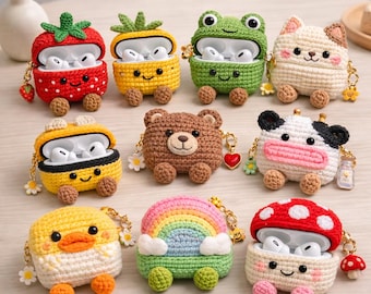 Ręcznie robione na szydełku etui na AirPods | Etui ochronne z motywem zwierzątek Kawaii (AirPods Pro)