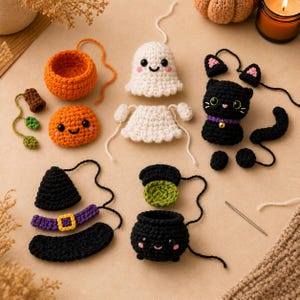 Crochet Halloween Keychain Pattern PDF, 20 Amigurumi Charms (Digital Download) image 6