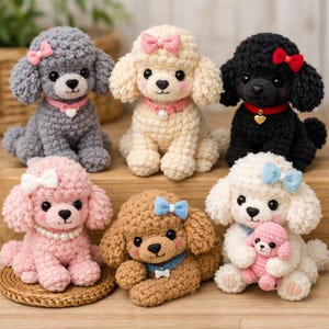 Pudel Hund Häkelanleitung, Amigurumi Puppy Set, Plüschtier DIY (PDF)