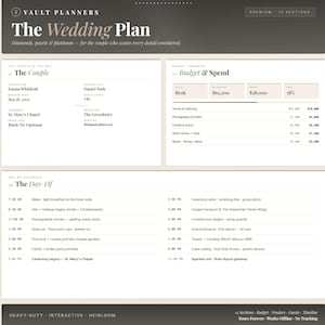 The Wedding Plan — Premium Wedding Planner · 12 Sections · Budget, Vendors, Guests, Timeline, Day-Of · Interactive HTML