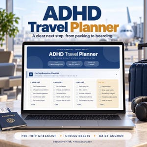 ADHD Travel Planner – Executive Checklist, Medication Pack, Stress Protocols (HTML)