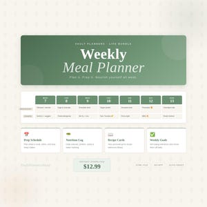 Weekly Meal Planner 2026 — Interactive HTML Digital Planner, 7-Day Meal Map, Meal Prep, Nutrition Tracker, Recipe Cards, Instant Download
