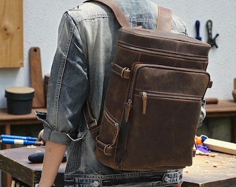 Plecak ze skóry naturalnej, torba podróżna na laptopa, plecak szkolny ze skóry naturalnej, prezent