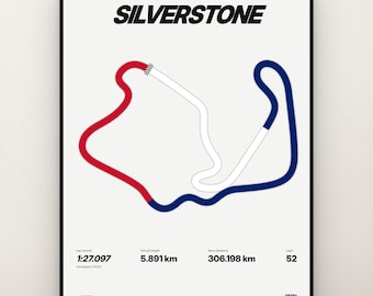 Silverstone Circuit 18×24 Poster, British Grand Prix Wall Art, Formula 1 Racing Track Print