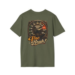 Funny Pilot Gift - Vne Bruh T-Shirt - Back Print Airspeed Gauge Aviation Tee