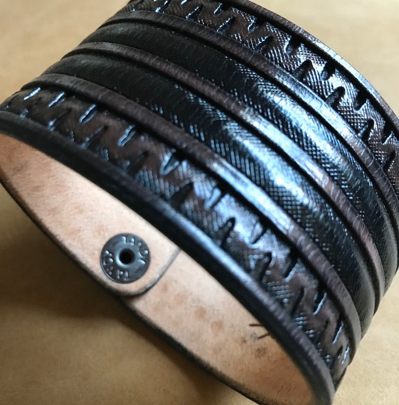 Custom Black Brown Leather Cuff