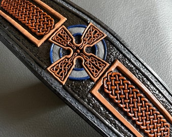 Celtic Cross Leather Cuff