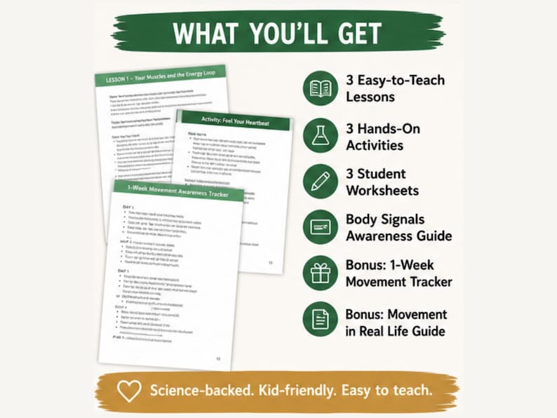 Kids Exercise Science Unit Study Ages 9–12 | Why Movement Matters for Learning & Health | Printable PDF image 2
