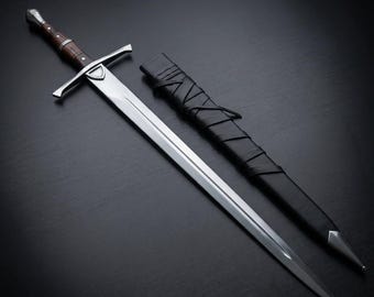 Hand Forged Medieval Longsword 36" | 5160 Carbon Steel Sword | Rosewood Handle | Fantasy Display | RegaledgedamascusCo