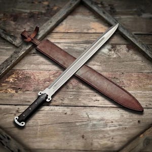 D2 Steel Sword Knife | Micarta Handle, Leather Sheath | Handmade Collector Piece