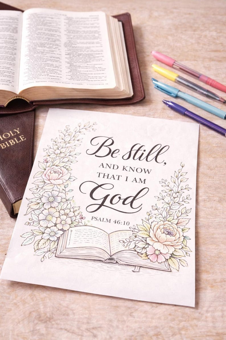 Faith Bible Verse Coloring Pages Bundle, Christian Scripture Floral ...