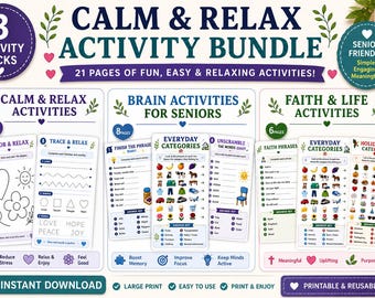 Large Print Senior Citizen Activity Bundle | Memory Care Worksheets | Dementia Activities | Brain Games for Senior Citizens
