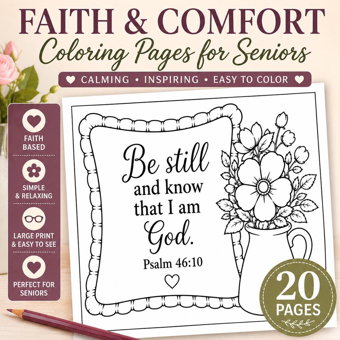Comfort Coloring Pags Faith & Comfort Coloring Pages for Seniors | Large Print Adult Coloring ...