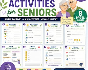 Daily Routine & Activities for Senior Citizens | Dementia Care Printable | Large Print Worksheets |  Alzheimer’s Friendly | Caregiver Tool