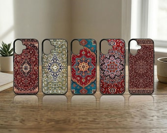 Persian Rug Phone Case Oriental Carpet Cover for iPhone 17 16 15 14 13 Pro Max Samsung S26 S25 Ultra Red Cultural Boho Gift