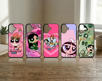 Pink Heroine Phone Case Y2K Cartoon Art Cover for iPhone 17 16 15 14 13 Pro Max Samsung S25 S24 Ultra Tough Fighter Girl Gift