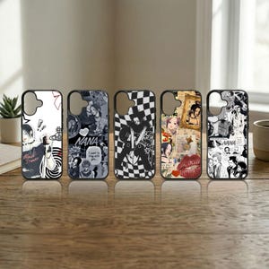Funda para teléfono estilo gótico punk con diseño de chica rockera japonesa para iPhone 17 16 15 14 13 Pro Max Samsung S26 S25 Ultra Romance oscuro Manga Regalo