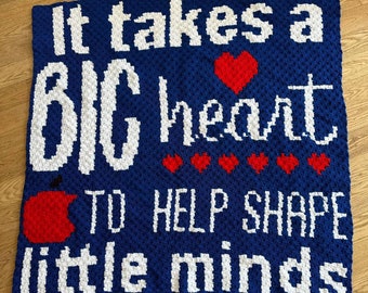 It Takes a Big Heart Afghan C2C Crochet Pattern, Written Row by Row, Color Counts, C2C Graph, C2C Pattern, Corner to Corner