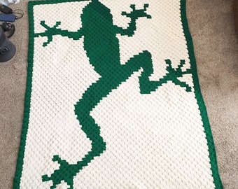 Frog Silhouette Afghan C2C Crochet Pattern, Written Row Counts, C2C Graphs, Corner to Corner, Crochet Pattern, C2C Graph