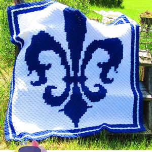 Fleur de lis Afghan C2C Crochet Pattern, Written Row Counts, C2C Graphs, Corner to Corner, Crochet Pattern, C2C Graph