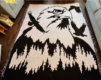 Eagle Mountain Afghan Mosaic Crochet Pattern, Written Row by Row,  Instant Download, Overlay Mosaic,  Crochet Pattern, Crochet Couch