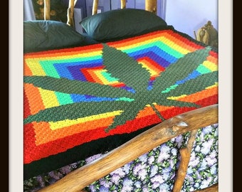 Marijuana Leaf Afghan C2C Crochet Pattern, Written Row Counts, C2C Graphs, Corner to Corner, Crochet Pattern, C2C Graph