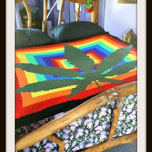 Marijuana Leaf Afghan C2C Crochet Pattern, Written Row Counts, C2C Graphs, Corner to Corner, Crochet Pattern, C2C Graph