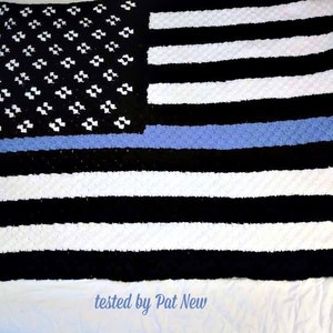 Blue Line Flag Afghan C2C Crochet Pattern, Written Row Counts, C2C Graphs, Corner to Corner, Crochet Pattern, C2C Graph