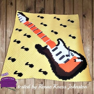 Guitar Notes Afghan C2C Crochet Pattern, Written Row Counts, C2C Graphs, Corner to Corner, Crochet Pattern, C2C Graph