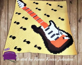 Guitar Notes Afghan C2C Crochet Pattern, Written Row Counts, C2C Graphs, Corner to Corner, Crochet Pattern, C2C Graph