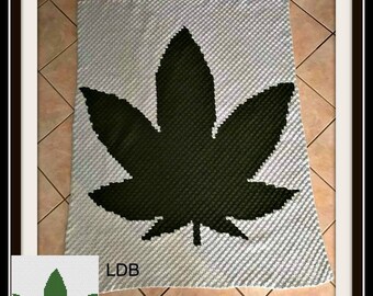 Marijuana Leaf Afghan C2C Crochet Pattern, Written Row Counts, C2C Graphs, Corner to Corner, Crochet Pattern, C2C Graph