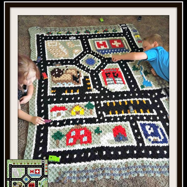 City Play Mat Afghan C2C Crochet Pattern, Written Row Counts, C2C Graphs, Corner to Corner, Crochet Pattern, C2C Graph