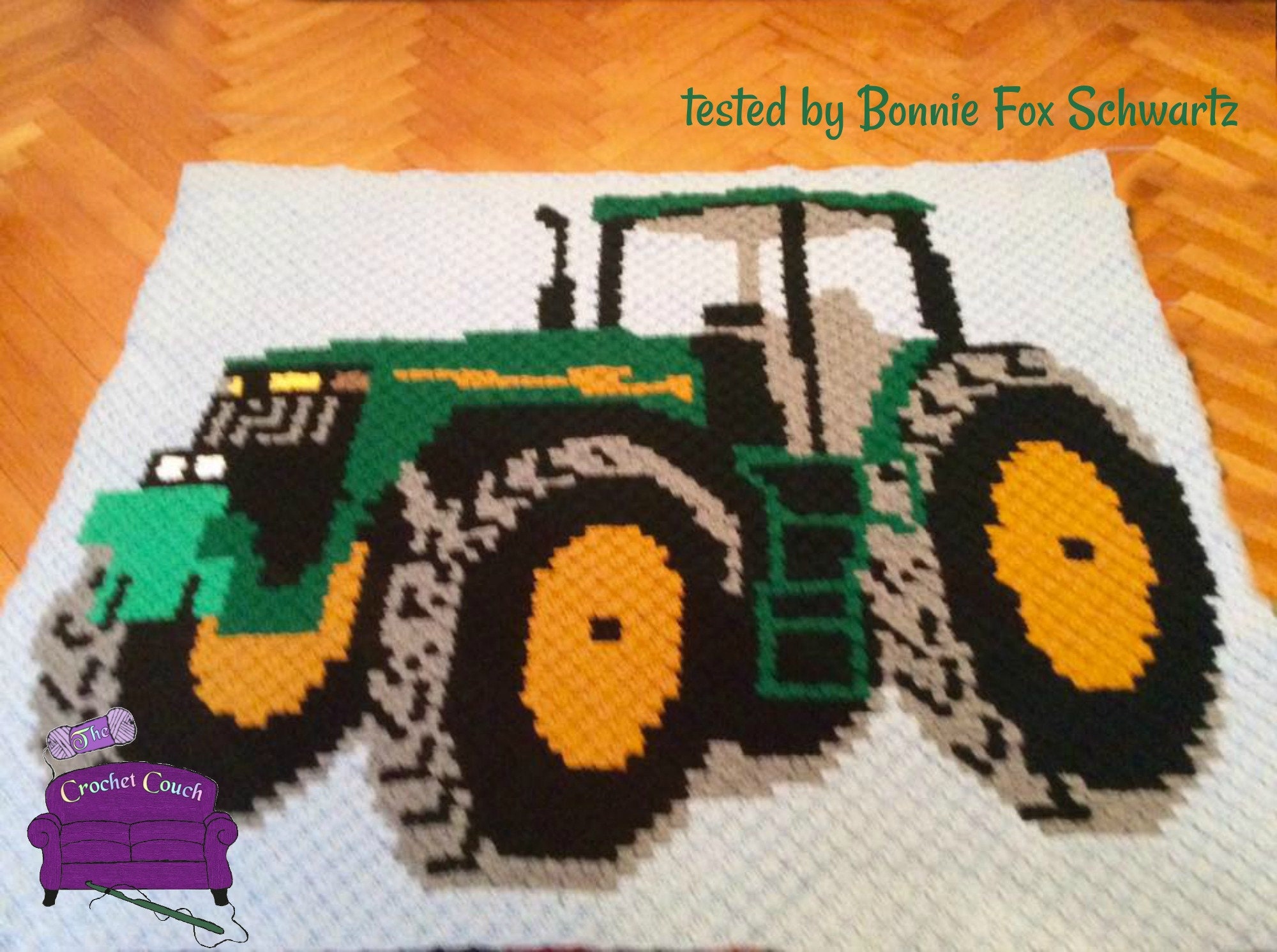 Tractor Afghan C2C Crochet Pattern, Written Row Counts, C2C Graphs