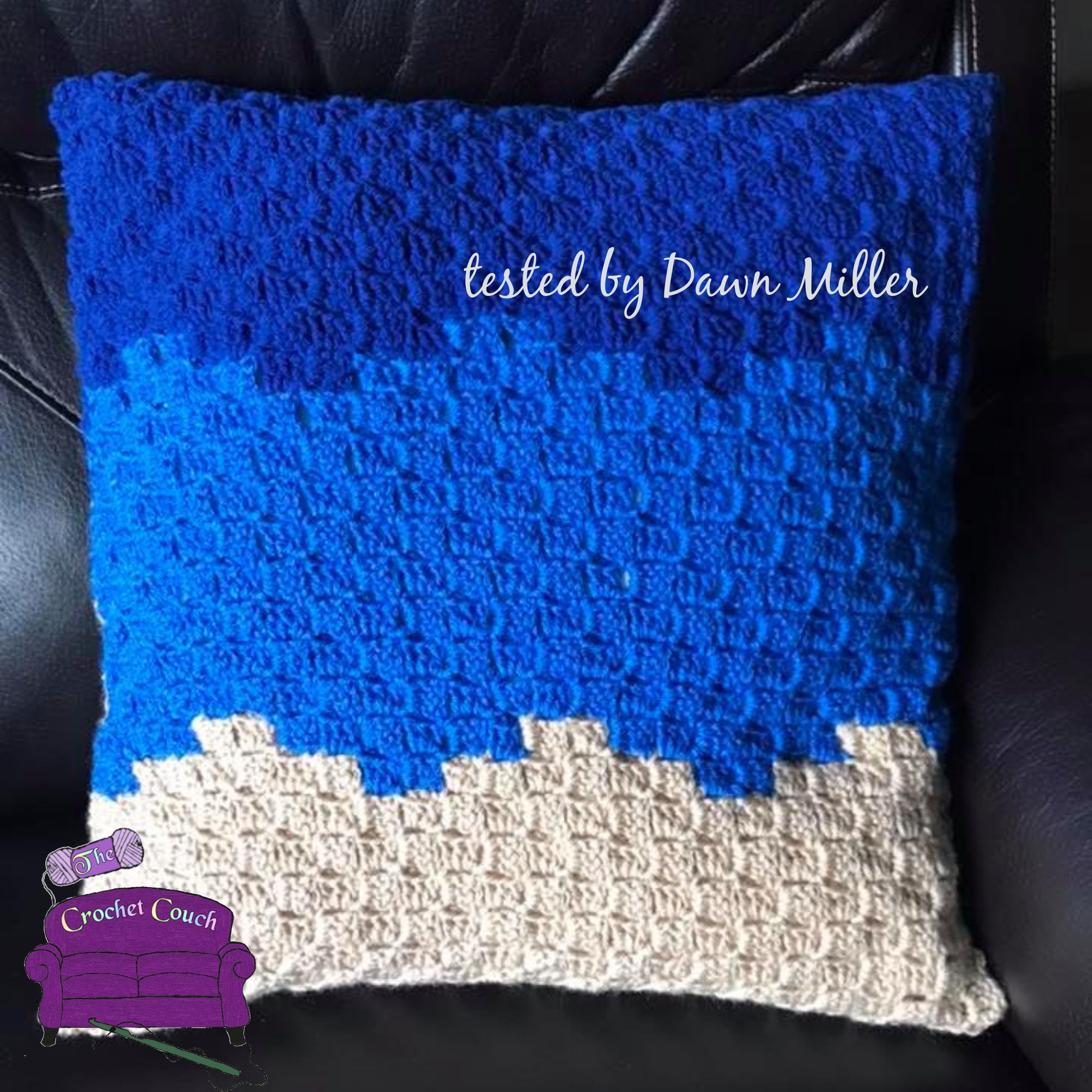 Shoreline Pillow, C2C Crochet Pattern, Written Row by Row, Color Counts