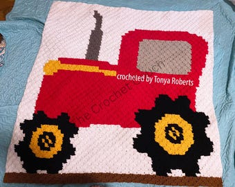 Tractor Baby Blanket, C2C Crochet Pattern, Written Row Counts, C2C Graphs, Corner to Corner, Crochet Pattern, C2C Graph