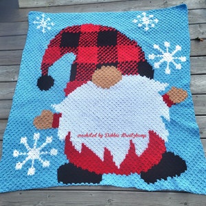 Christmas Gnome Afghan C2C Crochet Pattern: Row by Row (Instant Download)