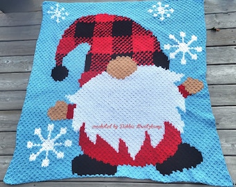 Christmas Gnome Afghan C2C Crochet Pattern, Written Row by Row, Color Counts, Instant Download, C2C Graph, C2C Pattern, C2C Crochet