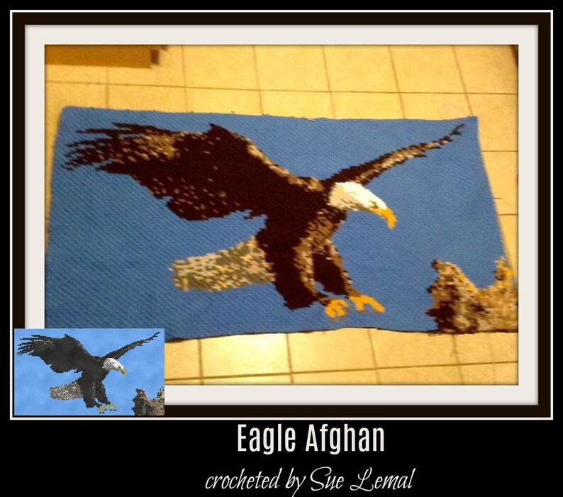 Corner to Corner Crochet Pattern Set of 5 Eagle Afghan Patterns Written Row Counts C2C Graph C2C Crochet Pattern C2C Graphs