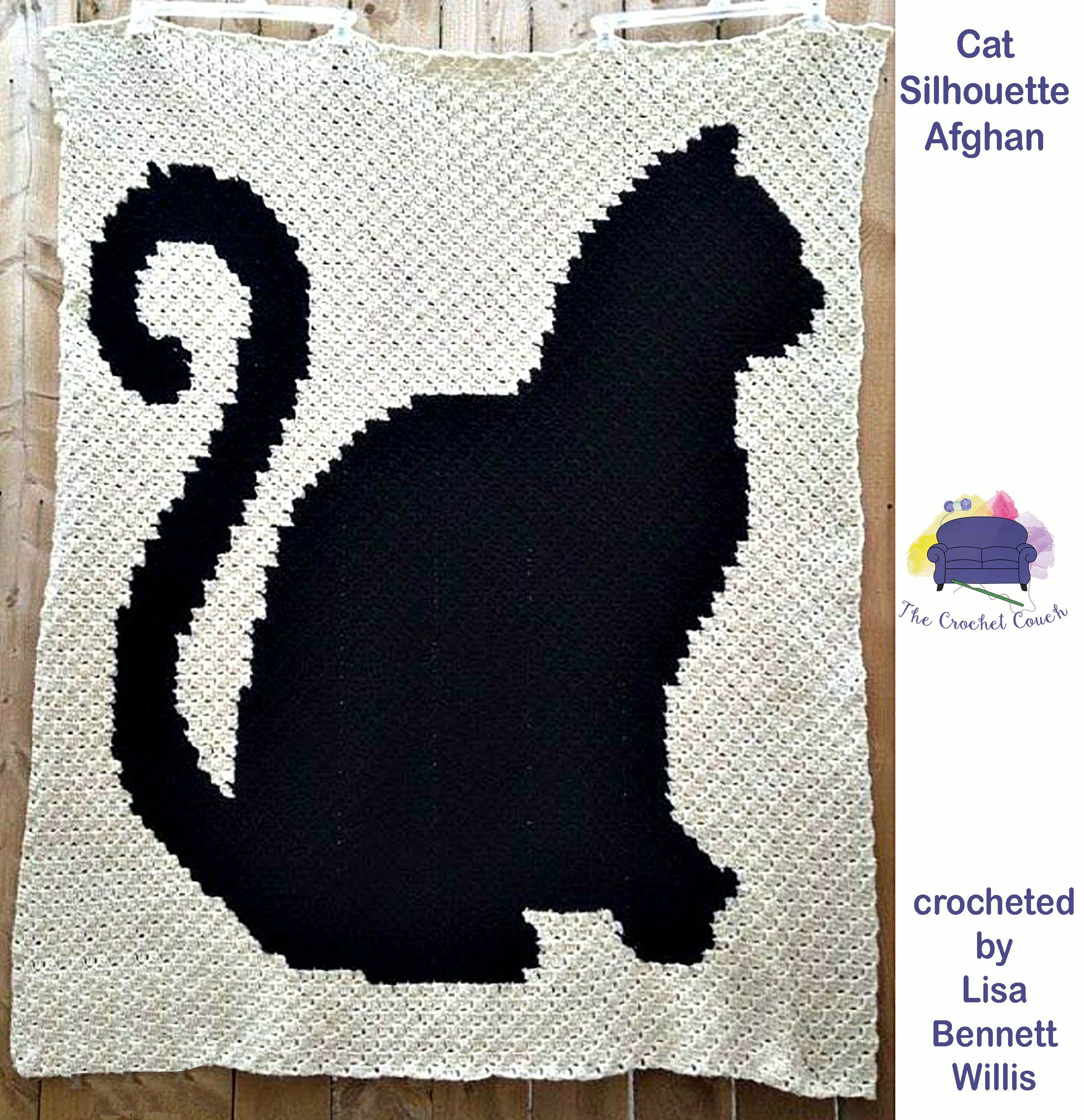 Cat Silhouette Afghan C2C Crochet Pattern Written Row Counts C2C Graphs Corner to Corner Crochet Pattern C2C Graph