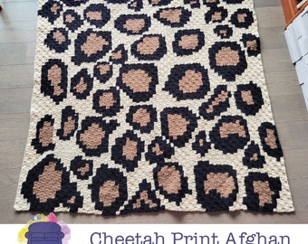 Cheetah Print Afghan C2C Crochet Pattern, Written Row Counts, C2C Graphs, Corner to Corner Crochet Pattern, C2C Graph