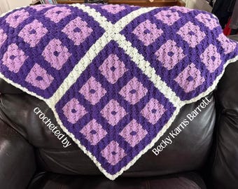 Toni Small Quilt Afghan C2C Crochet Pattern, Graph and Written Row by Row Included