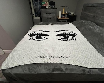 Eyes Afghan C2C Crochet Pattern, Graph and Written Row by Row Included
